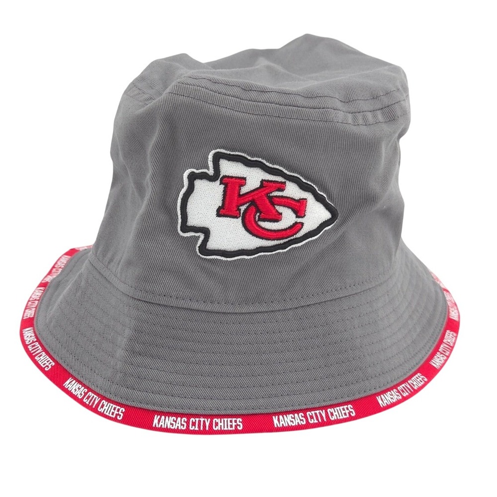 Fanatics Kansas City Chiefs Bucket Hat Gray Red NFL Licensed Adult One Size NWOT